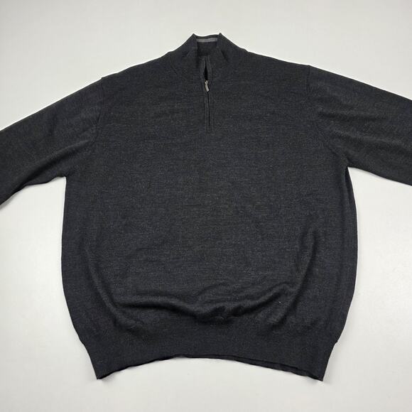 Saks Fifth Avenue Sweater Mens XL Half Zip Mock Neck Merino Blend Made in Italy - Picture 3 of 10